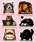 Burnout Cat Meme Sticker Pack | Funny Relatable Stickers | Waterproof Vinyl | Laptop, Journal, Gift
