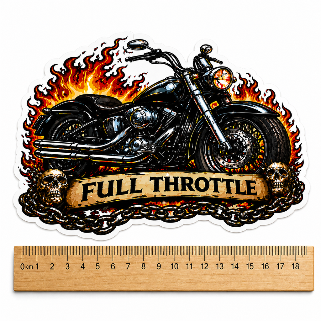 Full Throttle Motorcycle Sticker – Large 6.5-7 Inch Biker Vinyl Decal