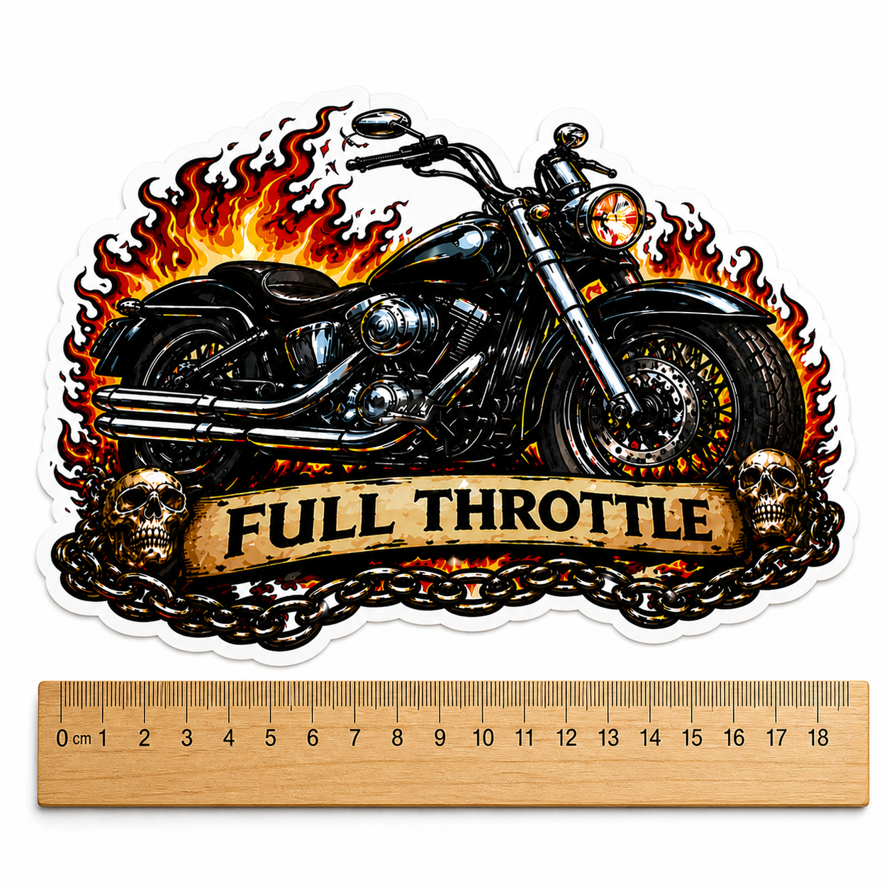 Full Throttle Motorcycle Sticker – Large 6.5-7 Inch Biker Vinyl Decal