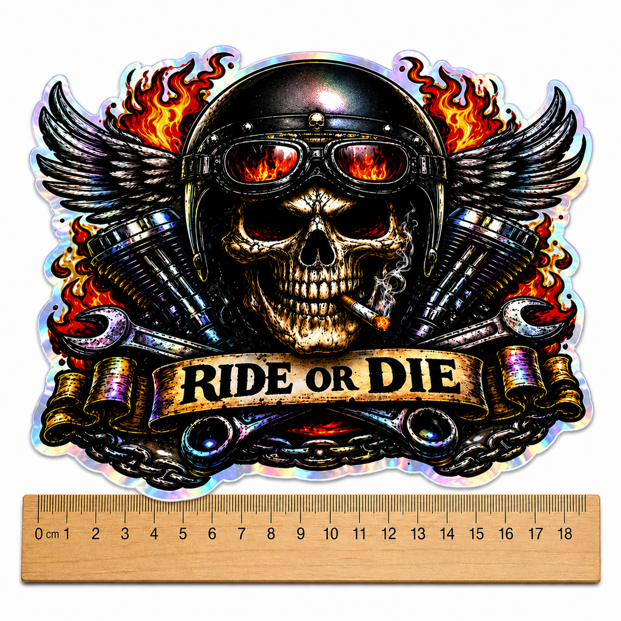 Ride or Die Skull Sticker – Biker Helmet Decal – 6.5 Inch Vinyl