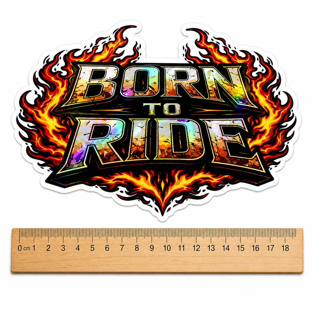 Born to Ride Sticker – Biker Flame Decal – Waterproof Vinyl – 6 Inch