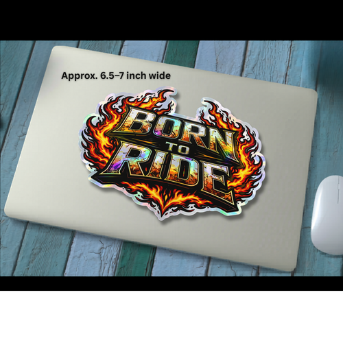 Born to Ride Sticker – Biker Flame Decal – Waterproof Vinyl – 6 Inch