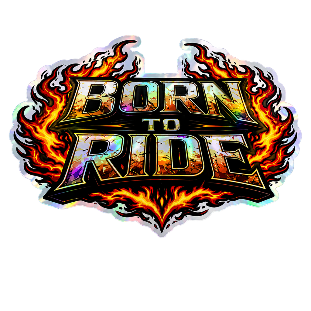 Born to Ride Sticker – Biker Flame Decal – Waterproof Vinyl – 6 Inch