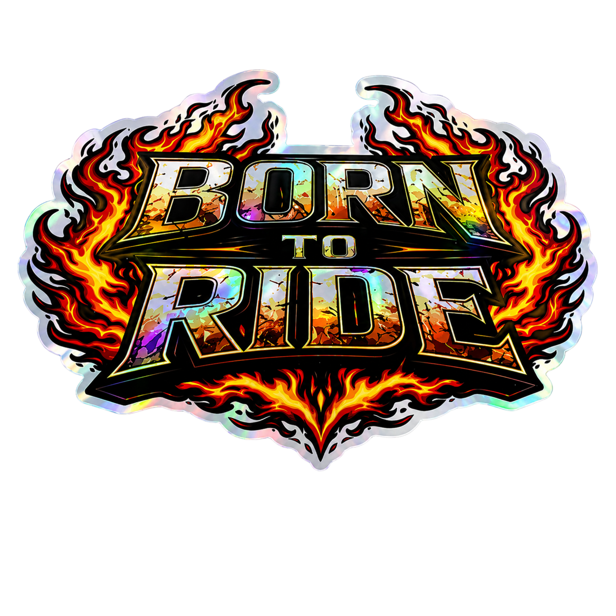 Born to Ride Sticker – Biker Flame Decal – Waterproof Vinyl – 6 Inch