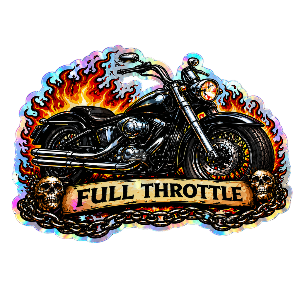 Full Throttle Motorcycle Sticker – Large 6.5-7 Inch Biker Vinyl Decal