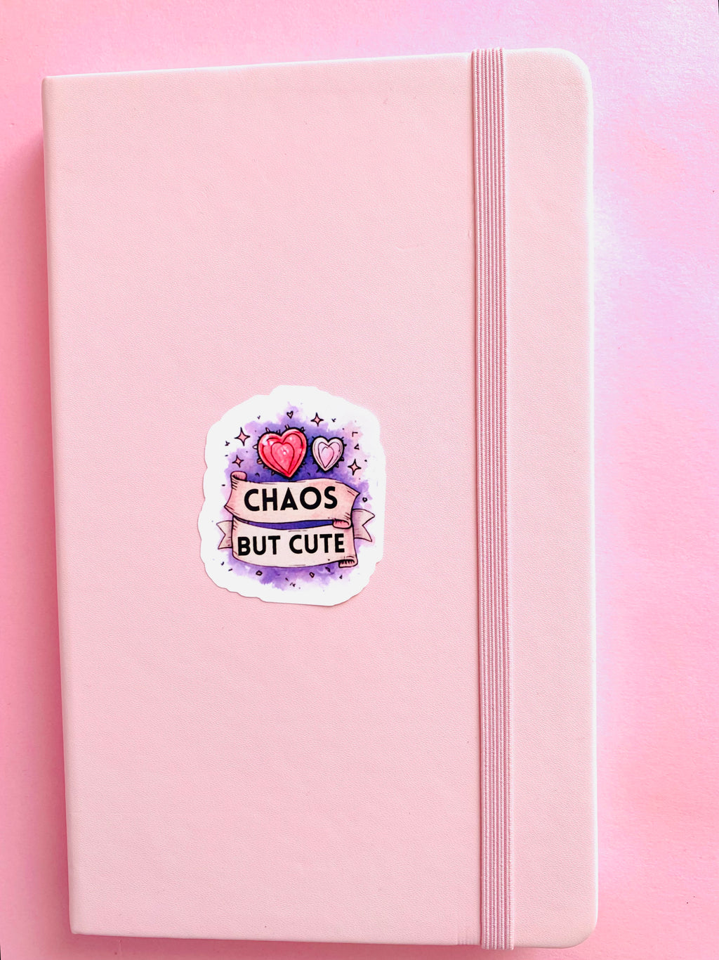 Cute Chaos Sticker Sheet | Funny Sassy Pink Waterproof Vinyl Stickers | Kawaii Gothic Planner Laptop Journal Decals