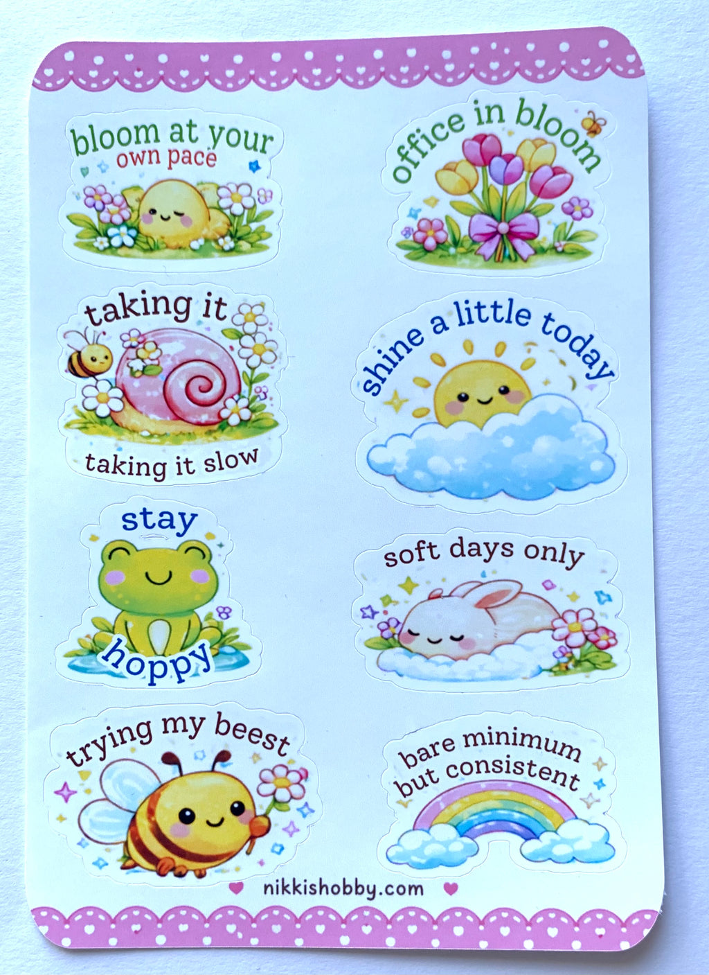 Kawaii Mental Health Sticker Sheet 🌸 Cute Motivational Vinyl Stickers | Self Care, Positive Quotes, Planner & Journal Stickers