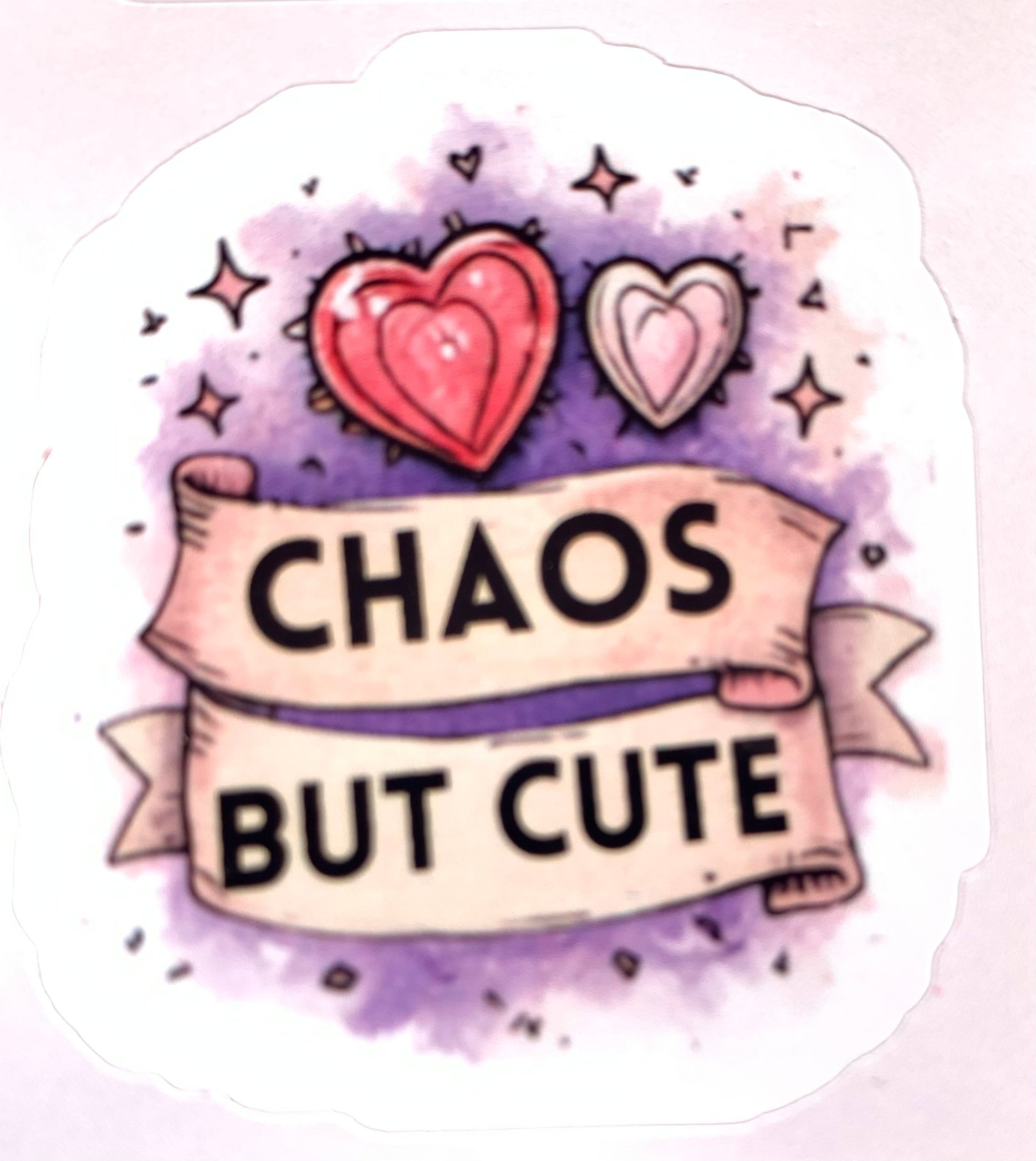 Cute Chaos Sticker Sheet | Funny Sassy Pink Waterproof Vinyl Stickers | Kawaii Gothic Planner Laptop Journal Decals