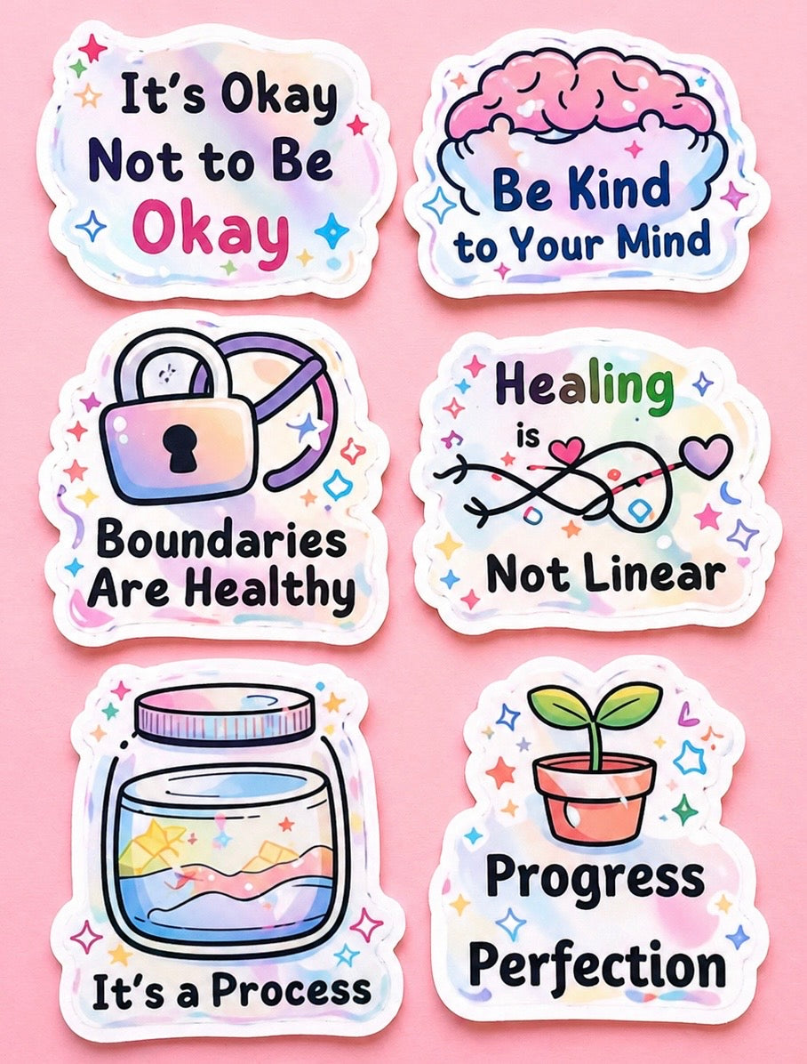 Cute Mental Health Sticker Pack 💖 | Kawaii Self Care Stickers | Waterproof Vinyl | Planner Laptop Decals | Handmade in Germany